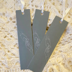 Minimalist Line Art Bookmark Set with Elegant Silk Ribbons