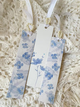Serene Blue Floral Bookmark Set with Pearl-Beaded Tassels