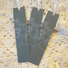 Minimalist Line Art Bookmark Set with Elegant Silk Ribbons