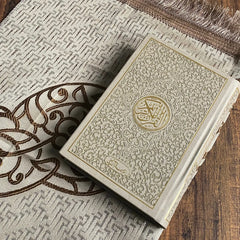 Premium Embossed Quran and Matching Luxury Prayer Mat Set